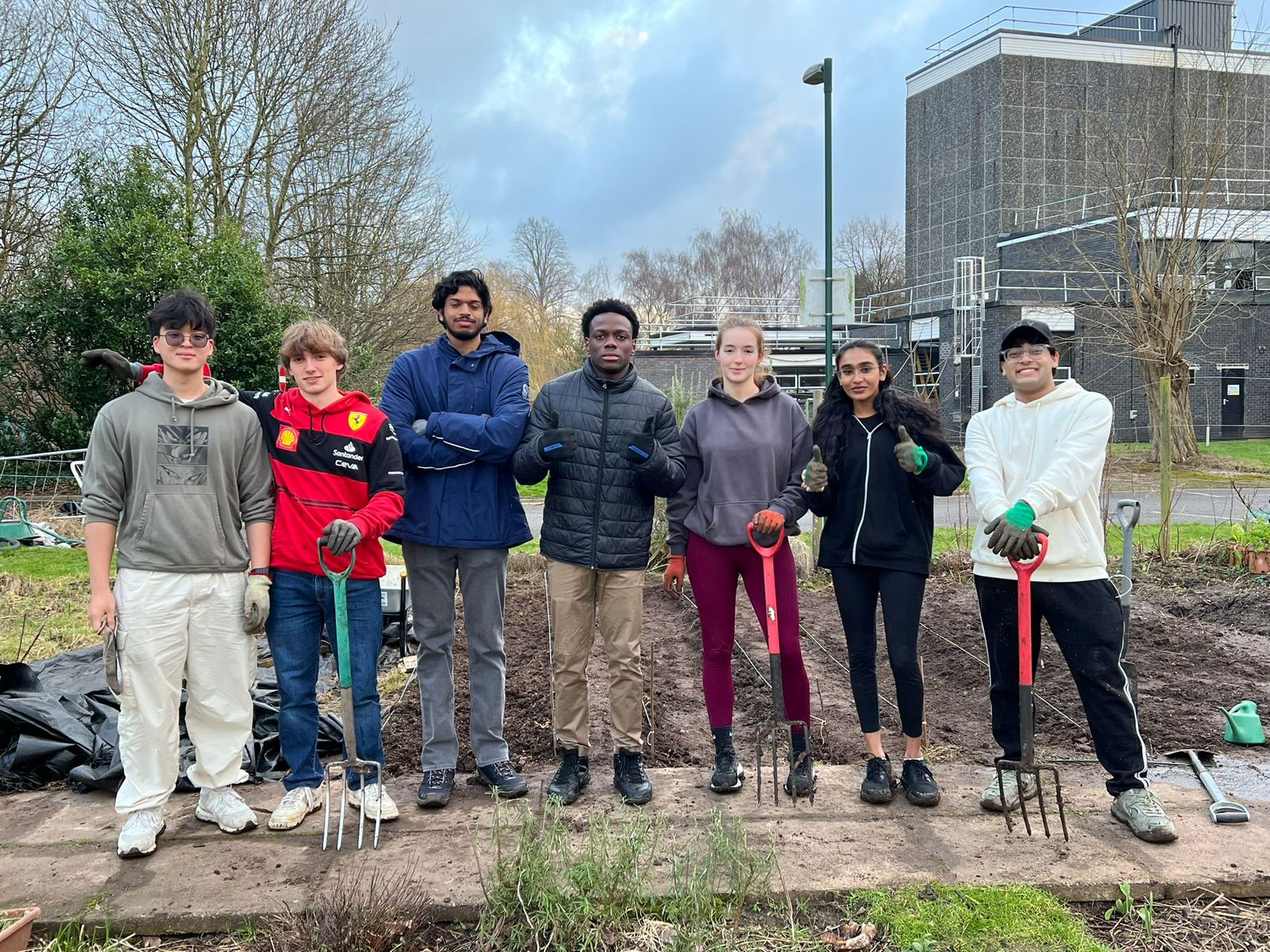 Students running sustainability field work
